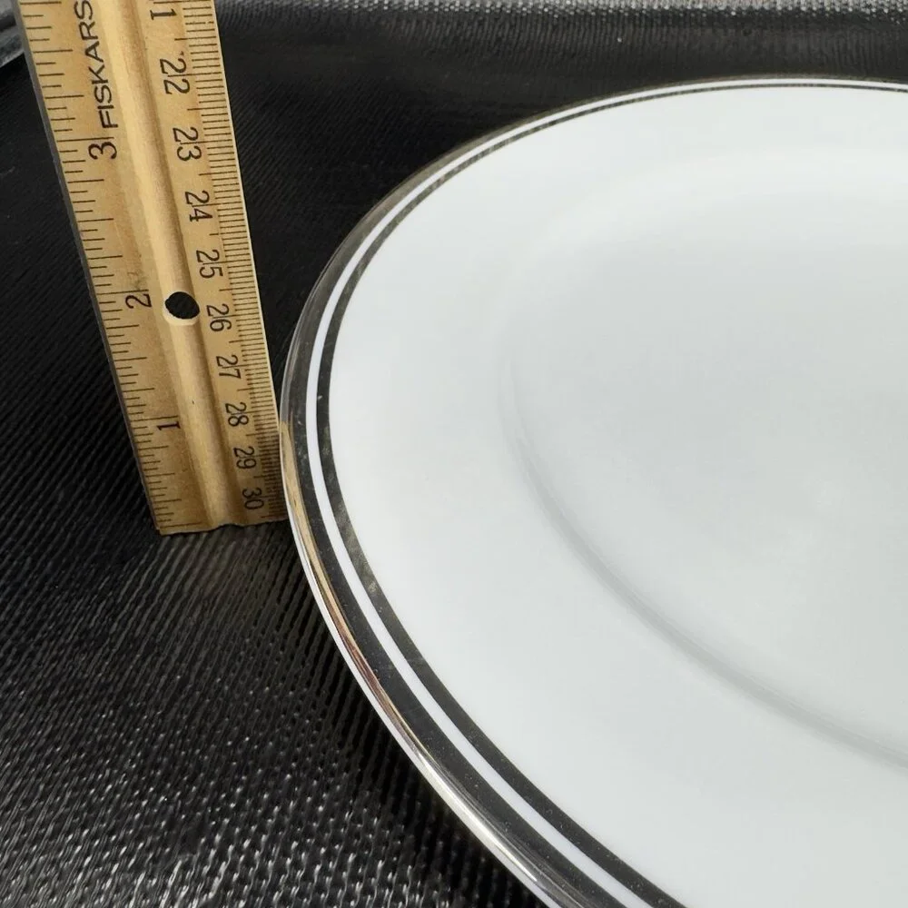 2005 Royal Doulton Pure Platinum Double Silver Band Plate Dish 10.5inch‎ Set 4